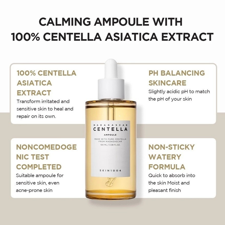 SKIN1004 Madagascar Centella Ampoule Pure Centella Powerful Soothing Care 30ml calming facial ampoule for sensitive skin helping soothe irritation hydrate deeply and strengthen healthy-looking skin barrier daily naturally. - View 3 of 3
