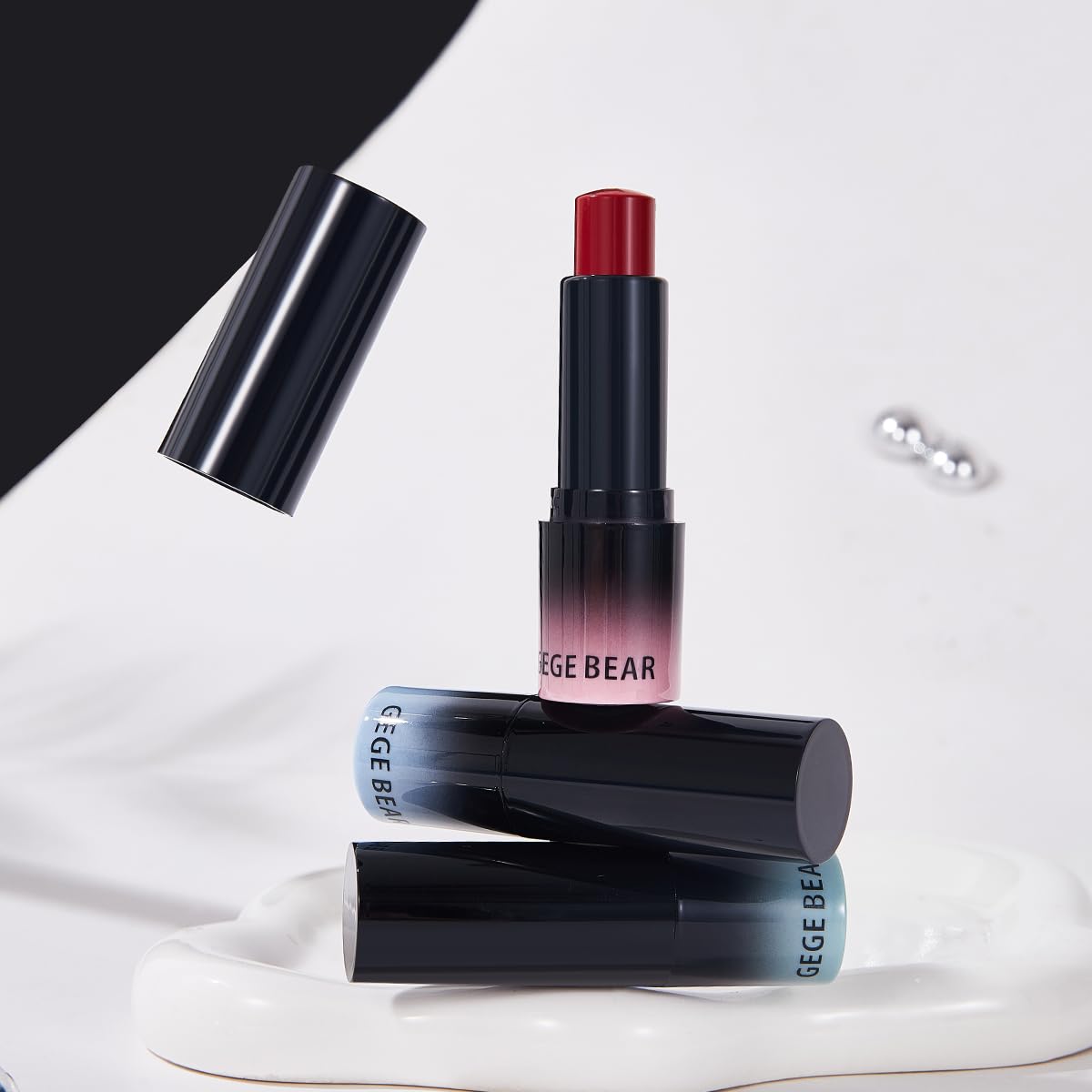 Gege Bear 2-In-1 Lip And Cheek Color Stick | Lightweight Moisturizing Formula | Glossy Shades Soft And Soft, Wave & Rumor | Lipstick With Cream Blush Finish | Buildable Pigment, Thin Light Moist Texture | Versatile Multi-Use Makeup Stick For Girls, Teens & Women (02#Wave, 4g) - View 2 of 6
