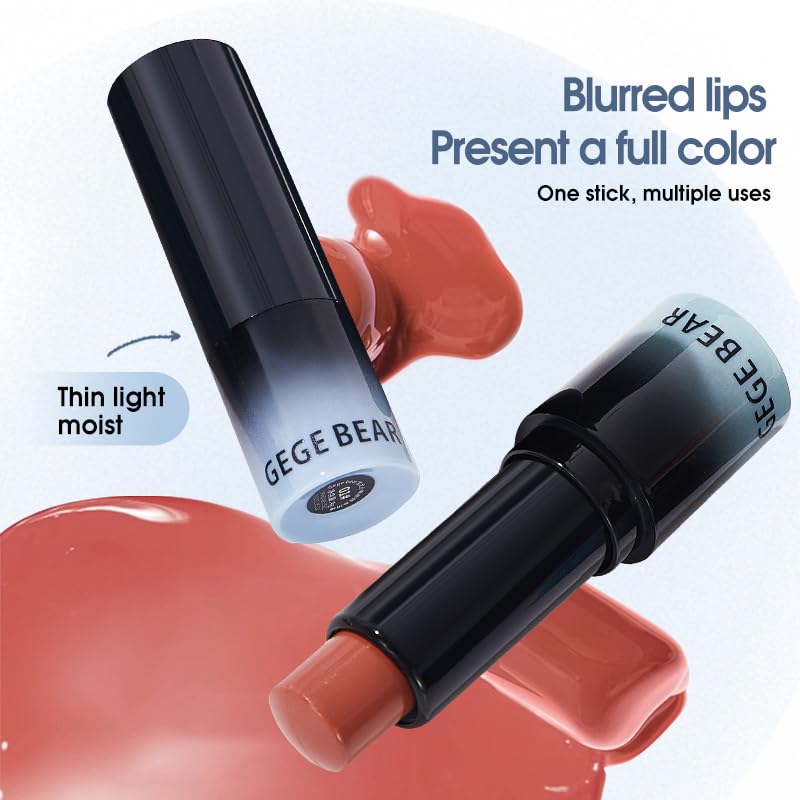 Gege Bear 2-In-1 Lip And Cheek Color Stick | Lightweight Moisturizing Formula | Glossy Shades Soft And Soft, Wave & Rumor | Lipstick With Cream Blush Finish | Buildable Pigment, Thin Light Moist Texture | Versatile Multi-Use Makeup Stick For Girls, Teens & Women (02#Wave, 4g) - View 4 of 6