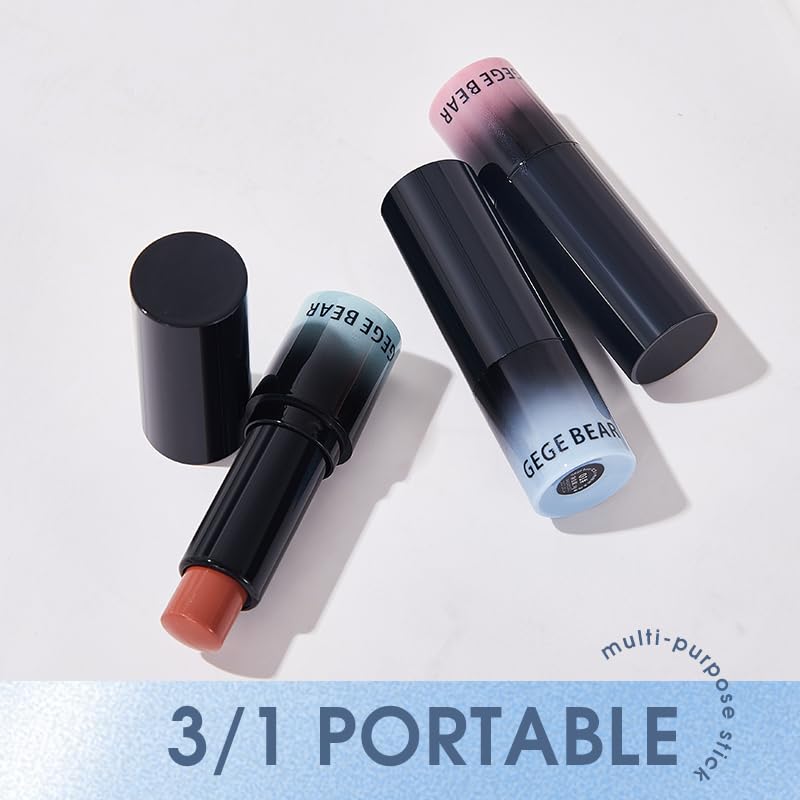 Gege Bear 2-In-1 Lip And Cheek Color Stick | Lightweight Moisturizing Formula | Glossy Shades Soft And Soft, Wave & Rumor | Lipstick With Cream Blush Finish | Buildable Pigment, Thin Light Moist Texture | Versatile Multi-Use Makeup Stick For Girls, Teens & Women (03#Rumor, 4g) - View 5 of 7