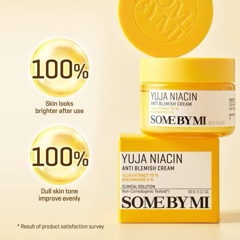 SOME BY MI Yuja Niacin Anti-Blemish Cream 60g vitamin-enriched moisturizing cream with Niacinamide and Yuja extract helping brighten skin reduce blemishes and improve uneven tone while hydrating and refreshing complexion daily use. - View 3 of 3