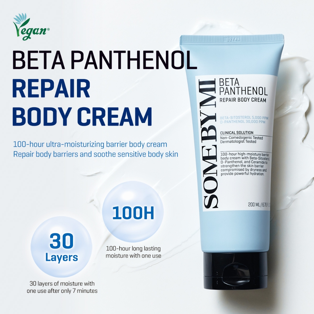 SOME BY MI Beta-Panthenol Repair Body Cream 200ml intensive moisturizing body cream with Beta-Panthenol complex helping repair dry damaged skin strengthen barrier and provide long-lasting hydration for smooth soft healthy skin daily. - View 2 of 3