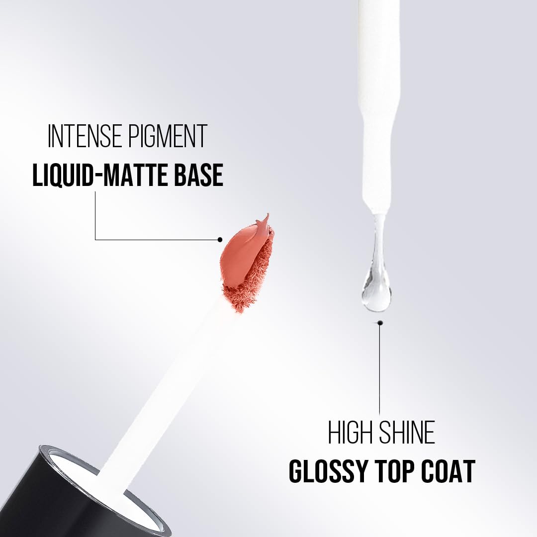 Staze Gloss Lock 2-in-1 Liquid Lipstick | Matte Lipstick + High-Shine Transferproof Gloss | 12H Long-lasting | Intense Pigment | Lightweight & Waterproof | 01 I'm Cute | 7g - View 5 of 6
