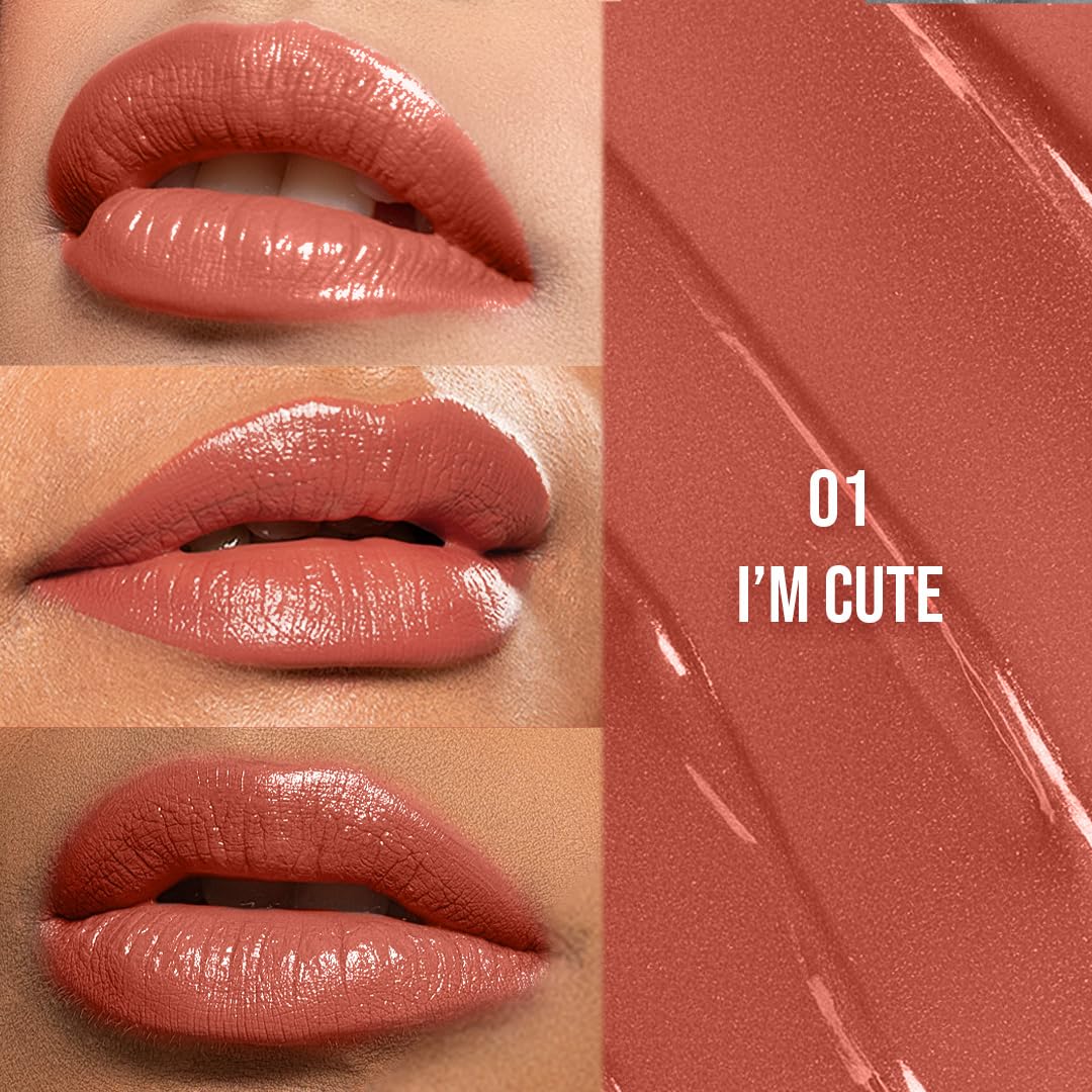Staze Gloss Lock 2-in-1 Liquid Lipstick | Matte Lipstick + High-Shine Transferproof Gloss | 12H Long-lasting | Intense Pigment | Lightweight & Waterproof | 01 I'm Cute | 7g - View 6 of 6