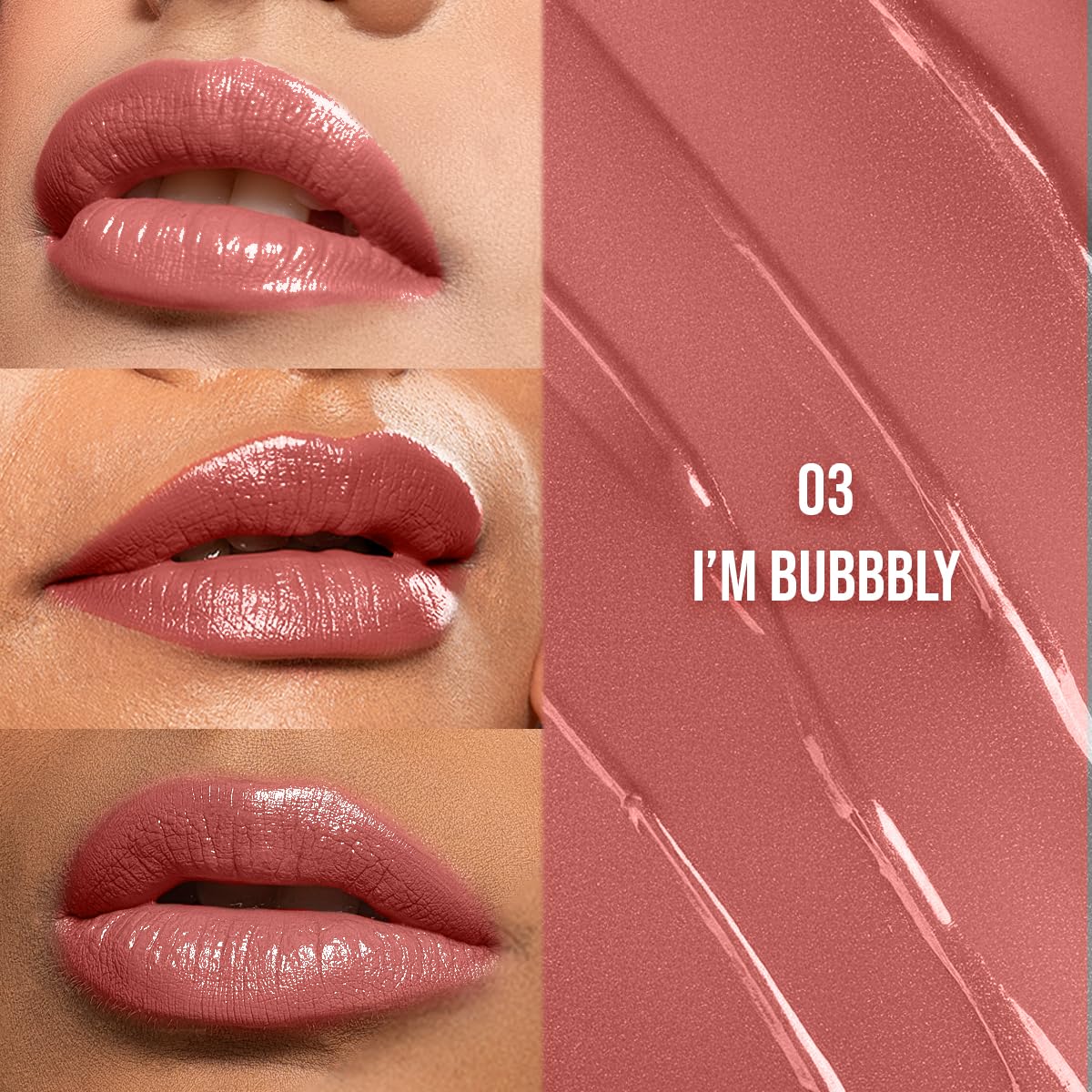 Staze Gloss Lock 2-in-1 Liquid Lipstick | Matte Lipstick + High-Shine Transferproof Gloss | 12H Long-lasting | Intense Pigment | Lightweight & Waterproof | 03 I'm Bubbly | 7g - View 3 of 5