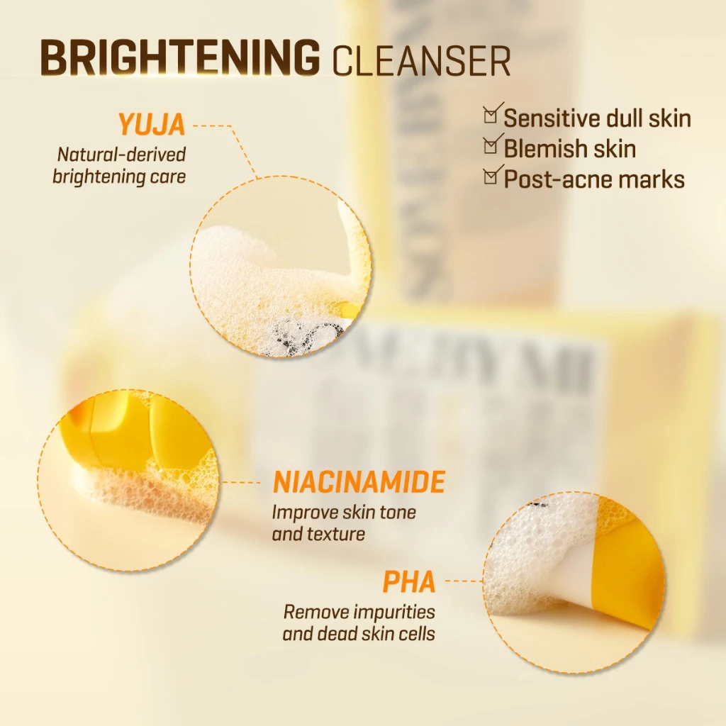 SOME BY MI Yuja Niacin Brightening All-In-One Cleanser 100ml vitamin C infused facial cleanser with Niacinamide and Yuja extract helping remove impurities makeup and dullness while brightening and hydrating skin daily use. - View 2 of 3
