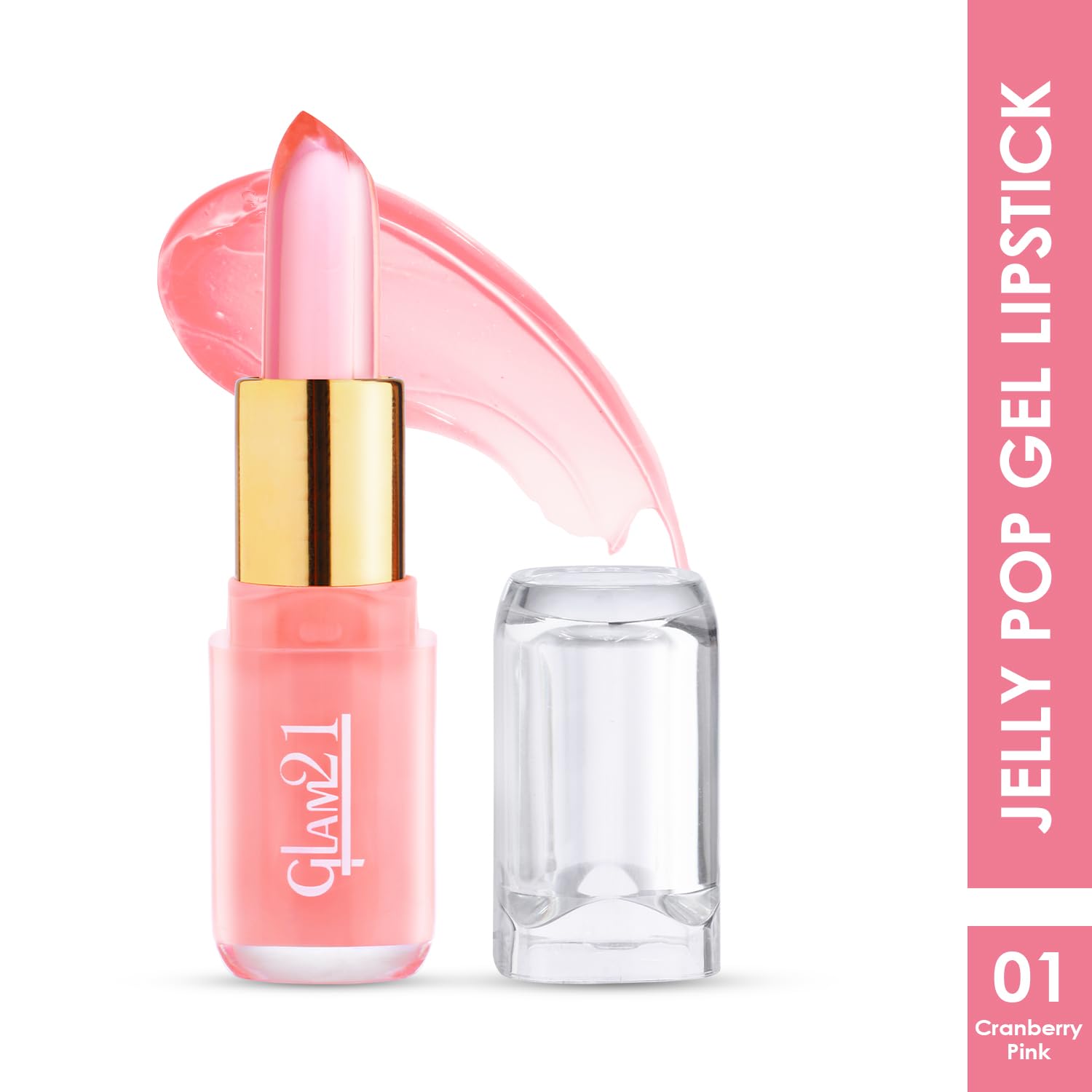 Glam 21 Jelly Pop Fruity Gel Lipstick| Moisturising | Glossy Finish | Gives A Natural Colour | Lightweight | Cranberry Pink & Strawberry Red 3.5Gm Each | Combo Pack Of 3 - View 7 of 7