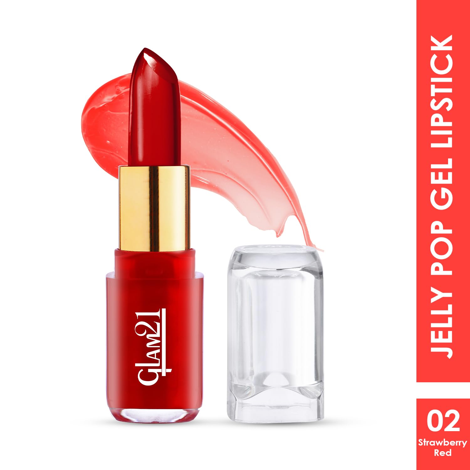 Glam21 Jelly Pop fruity gel lipstick| Moisturising | Glossy Finish | Gives a Natural Colour | Lightweight | 02- Strawberry Red, 3.5gm - View 7 of 7
