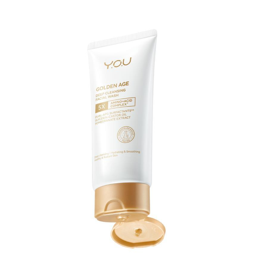 Y.O.U Golden Age Deep Cleansing Facial Wash 100g nourishing facial cleanser helping remove dirt excess oil and impurities while maintaining skin moisture leaving skin soft refreshed smooth and healthy-looking after daily cleansing. - View 2 of 3