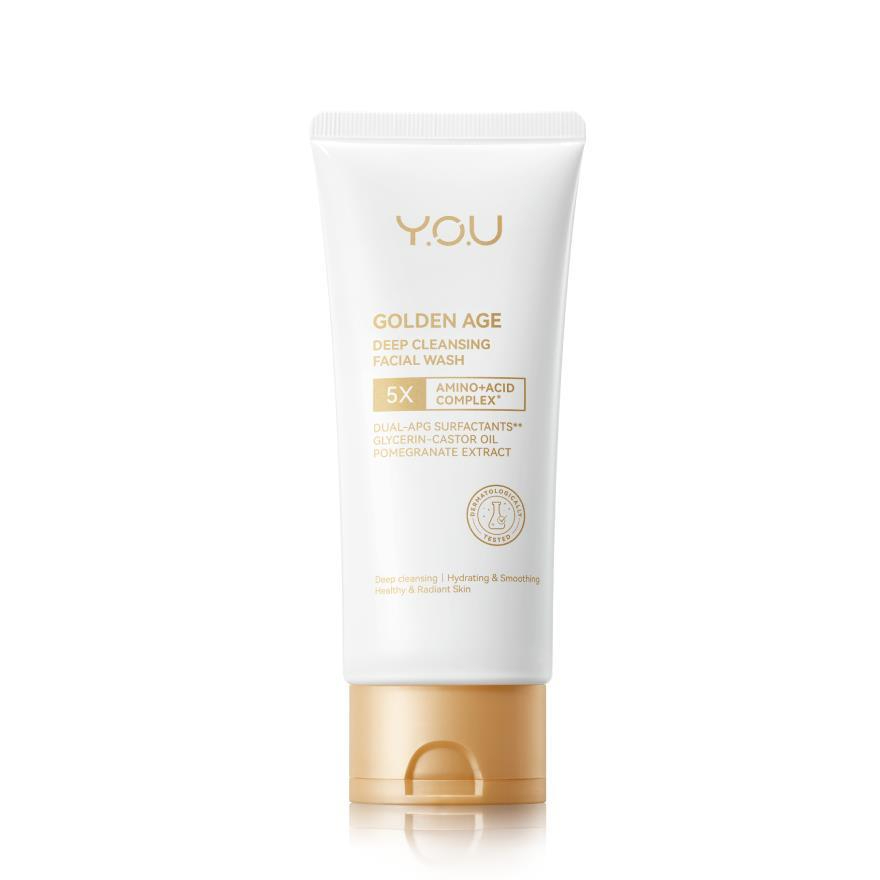 Y.O.U Golden Age Deep Cleansing Facial Wash 100g nourishing facial cleanser helping remove dirt excess oil and impurities while maintaining skin moisture leaving skin soft refreshed smooth and healthy-looking after daily cleansing. - View 3 of 3