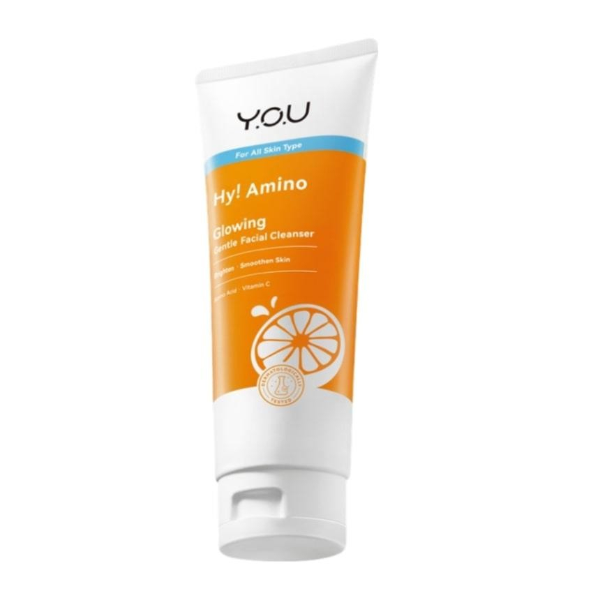 Y.O.U Hy! Amino Glowing Gentle Cleansing Facial Wash 100g amino acid facial cleanser helping remove dirt excess oil and impurities while maintaining hydration and enhancing smooth radiant healthy-looking skin daily use. - View 2 of 3
