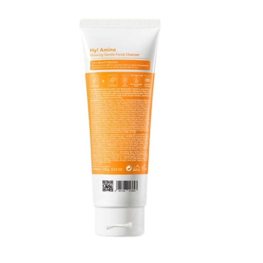 Y.O.U Hy! Amino Glowing Gentle Cleansing Facial Wash 100g amino acid facial cleanser helping remove dirt excess oil and impurities while maintaining hydration and enhancing smooth radiant healthy-looking skin daily use. - View 3 of 3