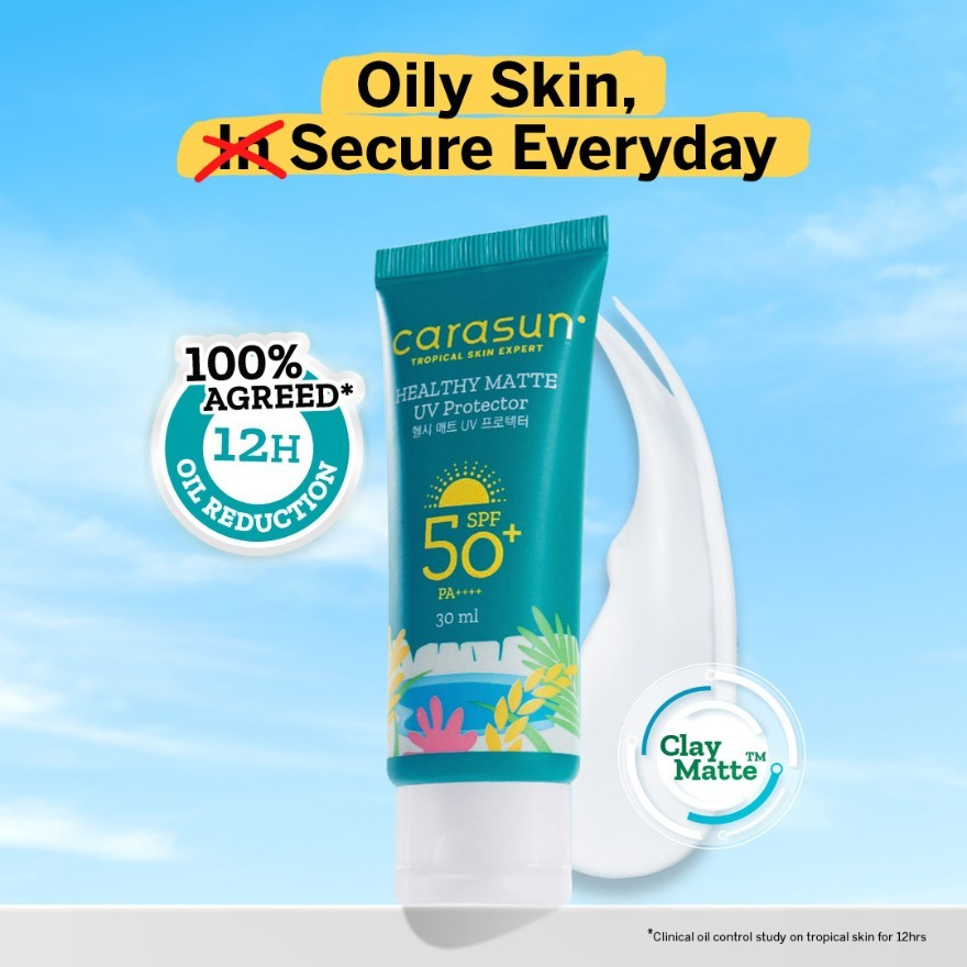 CARASUN Healthy Matte UV Protector SPF50+ PA++++ 30ml lightweight matte sunscreen providing strong UV protection helping control excess oil reduce shine and keep skin smooth fresh and comfortable daily use. - View 2 of 3