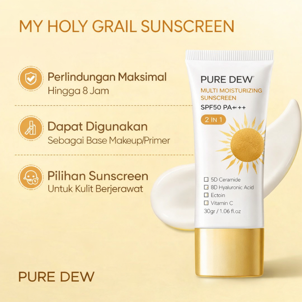 PureDew SPF50+ PA++++ UV Sunscreen 8-Hour Protection fast-absorbing lightweight sunscreen providing strong UV defense helping protect skin from sun damage while keeping skin fresh smooth and comfortable daily use. - View 3 of 3