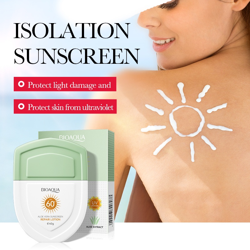 BIOAQUA SPF60+ PA+++ Aloe Vera Sunscreen Repair Lotion 40g refreshing UV protection sunblock with Aloe Vera helping hydrate soothe skin and protect against sun damage for daily comfortable sun care. - View 3 of 3