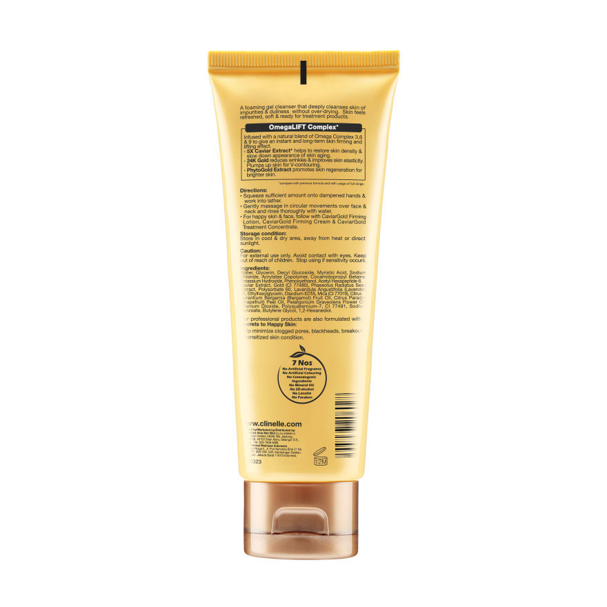 CLINELLE Caviar Gold Cleanser Deep Cleansing and Hydrating Facial Cleanser with Caviar Extract for Smooth, Radiant, Nourished and Youthful Looking Skin Daily Care 100ml - View 2 of 3