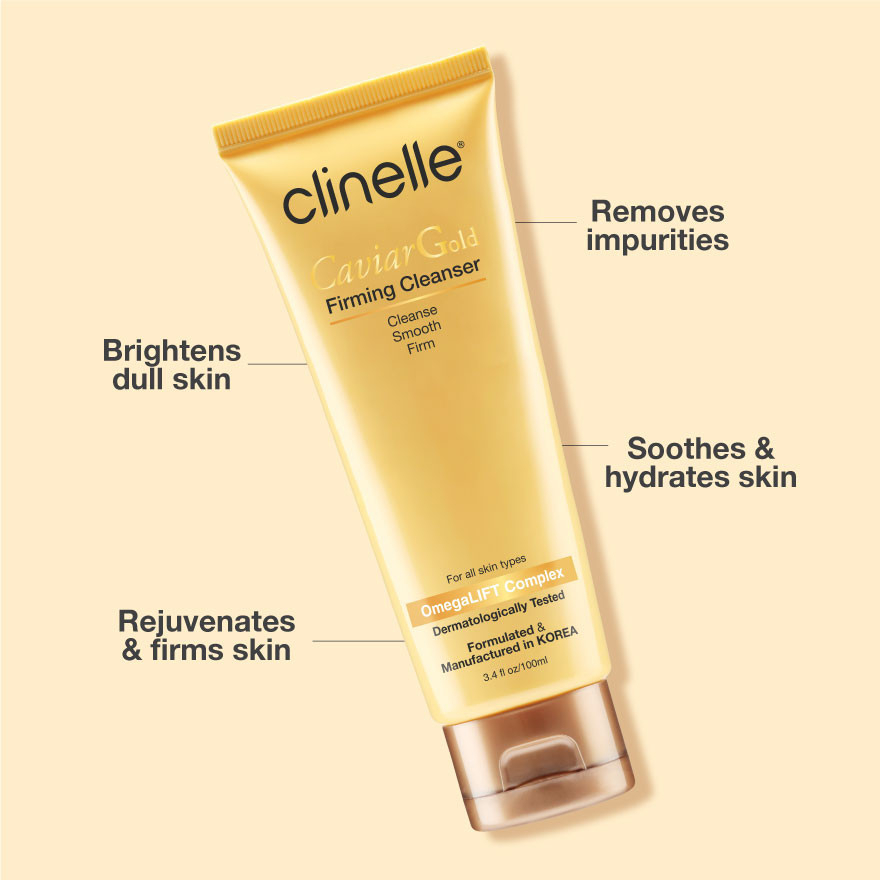 CLINELLE Caviar Gold Cleanser Deep Cleansing and Hydrating Facial Cleanser with Caviar Extract for Smooth, Radiant, Nourished and Youthful Looking Skin Daily Care 100ml - View 3 of 3