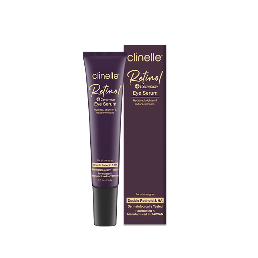 CLINELLE Retinol + Ceramide Eye Serum Anti-Aging Hydrating and Firming Eye Care for Smooth, Bright and Youthful Looking Under Eye Skin 15ml - View 2 of 3