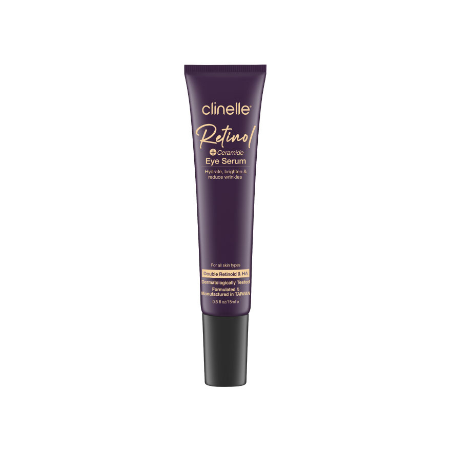 CLINELLE Retinol + Ceramide Eye Serum Anti-Aging Hydrating and Firming Eye Care for Smooth, Bright and Youthful Looking Under Eye Skin 15ml - View 3 of 3