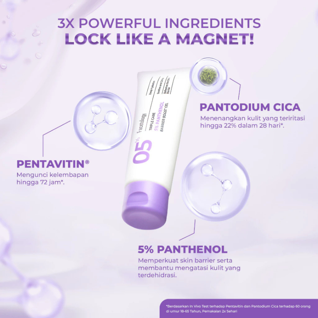 FACETOLOGY Moisturizer Triple Care 5% Panthenol Barrier Boost Gel Skin Hydrating Soothing Repair Face Moisturizer 40g | Evendic Beauty - View 2 of 3