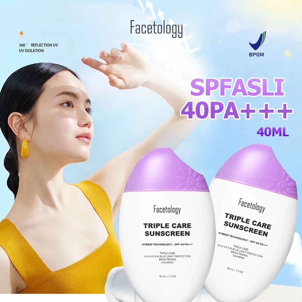 FACETOLOGY Triple Care Sunscreen SPF40 PA+++ Lightweight Daily UV Protection Moisturizing Sun Cream for Normal Skin Face Care 40ml - View 2 of 3