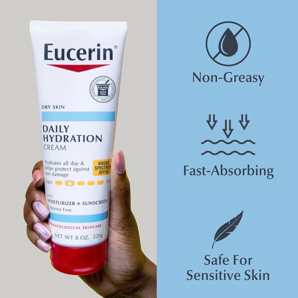 EUCERIN Daily Hydration Cream SPF30 2-in-1 Moisturizer + Sunscreen Intensive Moisturizing Daily Sun Protection Cream for Dry Skin 226g - View 3 of 3