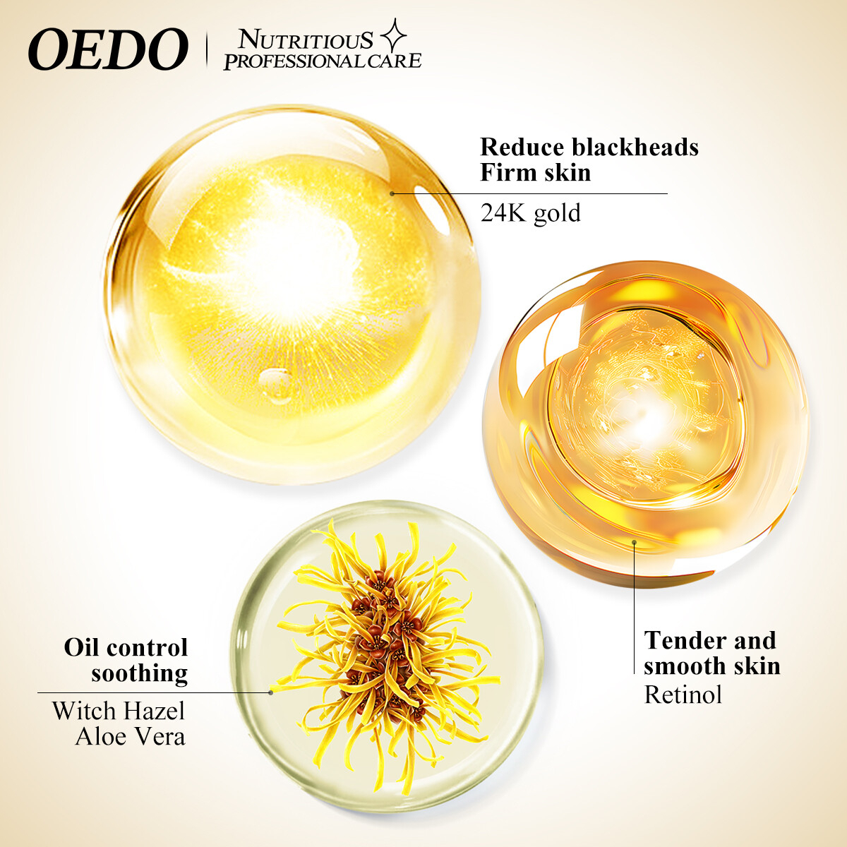 OEDO Gold Blackhead Remover Facial Mask Shrink Pores Improve Rough Skin Acne Treatment Deep Cleansing Moisturizing Cream Gold Peel-Off Face Mask Skin Purifying Oil Control Skincare 60ml Formula - View 3 of 3