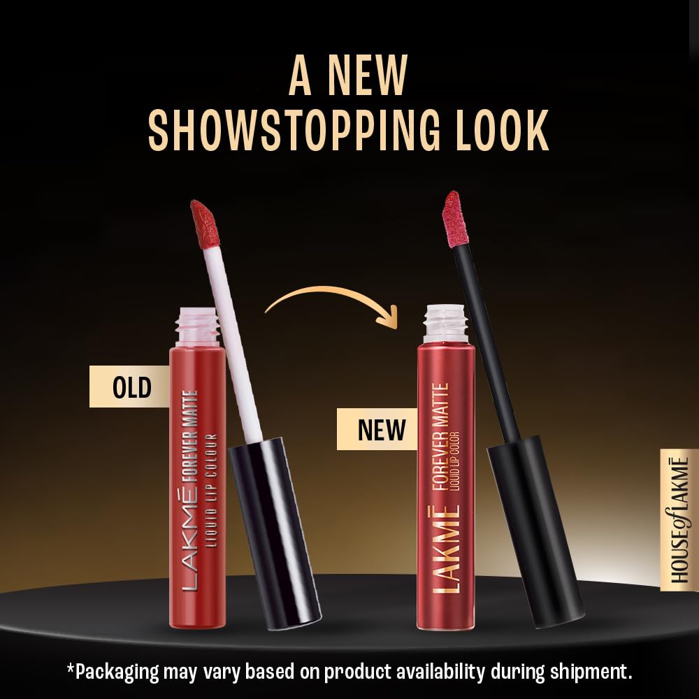LAKMÉ LAKM Lakme Forever Matte Liquid Lip Colour, Long-Lasting Lipstick, Lightweight & Transferproof, Smudgeproof - Red Wine, 5.6ml | 6Ml - View 7 of 8