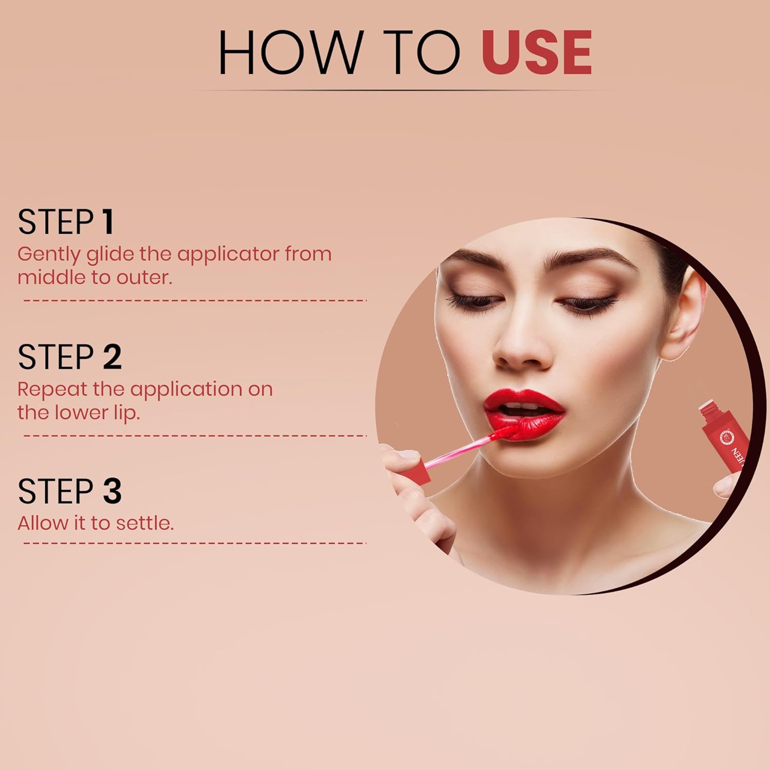 Colors Queen Zero Color Transfer Liquid Lipstick | Highly Pigmented, Long Lasting Liquid Lipstick Waterproof | Smooth One Swipe Application, Lightweight Matte Lipstick for Women (Nude Show, 8g) - View 3 of 4