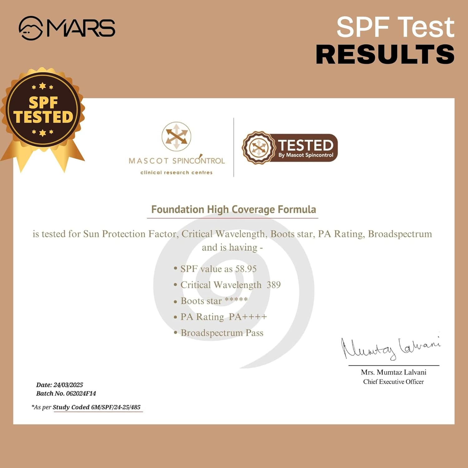 MARS SPF50 PA++++ High Coverage Foundation (25ml) (05-SANDSTONE) | Blemish Free & Blendable Makeup | For All Skin Type | IN-VIVO Tested with 5 Star UVA+UVB Protection Boots Rating - View 7 of 7