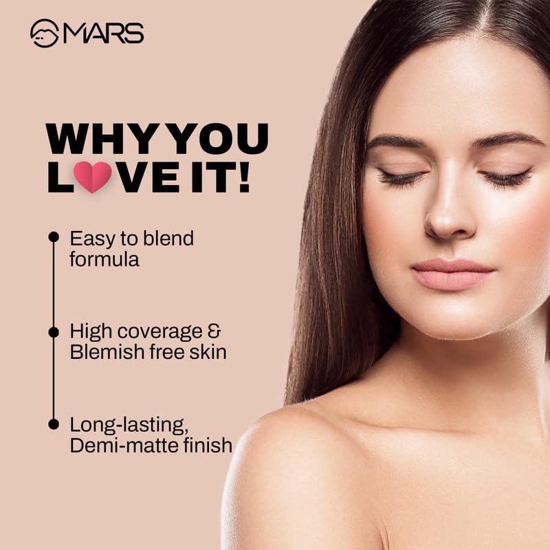 MARS SPF50 PA++++ High Coverage Foundation (40ml) | Blemish Free & Blendable Makeup | All Skin Type | IN-VIVO Tested with 5 Star UVA+UVB Protection Boots Rating (SHADE-02) - View 5 of 7
