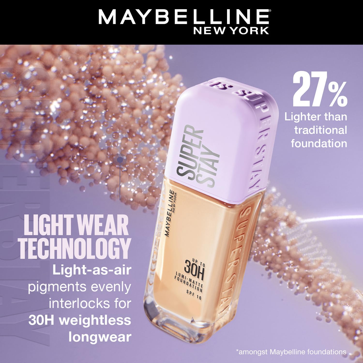 Maybelline New York Super Stay Lumi-Matte Liquid Foundation - 128, Up To 30H Long Wear, Water & Transfer Proof. SuperStay Lumi-Matte Liquid Foundation comes with Non-comedogenic & Vegan Formula | 35ml - View 6 of 11