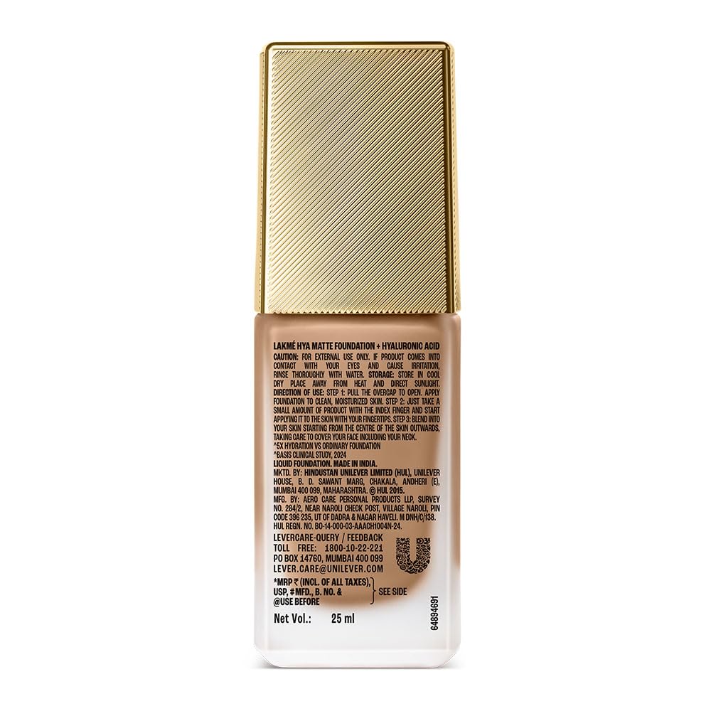 LAKMÉ 9to5 Hya Matte Full coverage Liquid All skin type Foundation + Hyaluronic Acid Cool Walnut - 25ml - View 2 of 11
