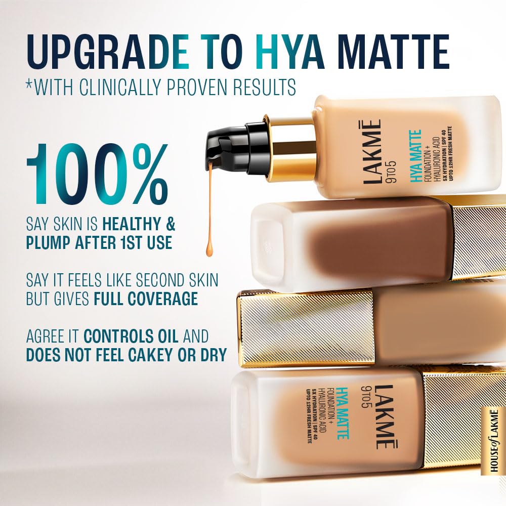 Lakme 9to5 Hya Matte Foundation + Hyaluronic Acid Cool Mocha - 25ml - View 4 of 10