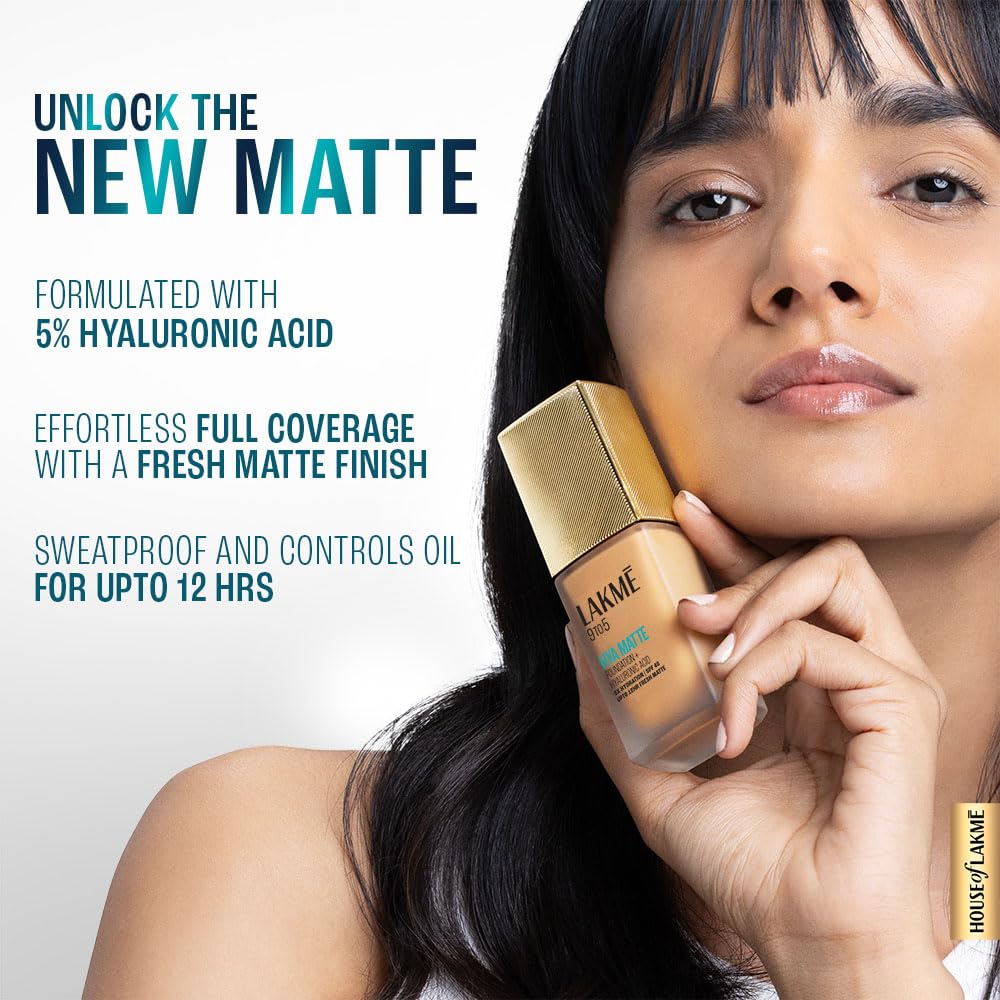 Lakme 9to5 Hya Matte Foundation + Hyaluronic Acid Cool Rose - 25ml - View 8 of 11