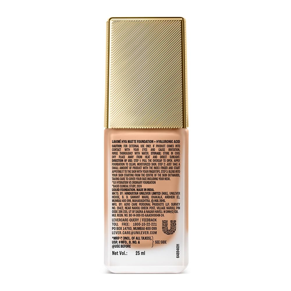 LAKMÉ 9to5 Hya Matte Liquid Foundation + Hyaluronic Acid Warm Natural - 25ml - View 2 of 10
