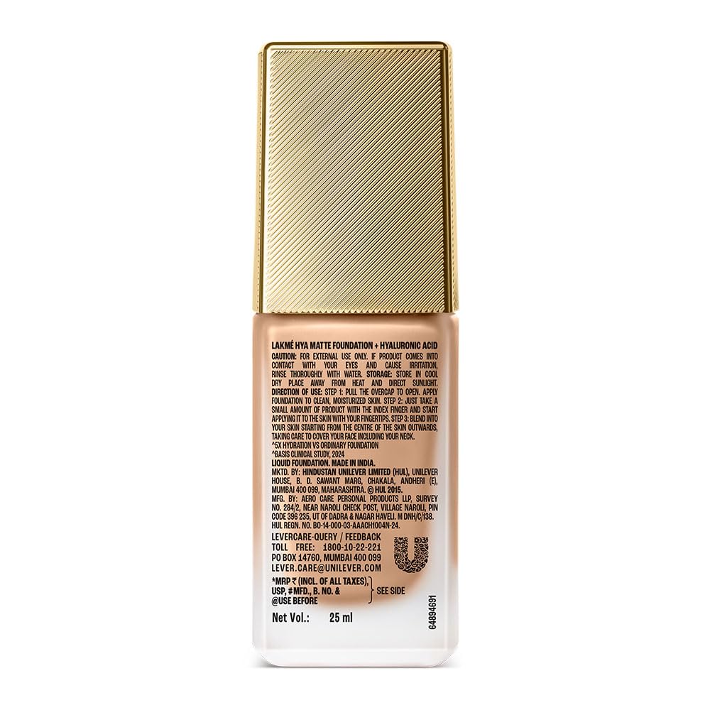 LAKMÉ 9to5 Hya Matte Full coverage, liquid all skin type Foundation + Hyaluronic Acid Neutral Nude - 25ml - View 2 of 10