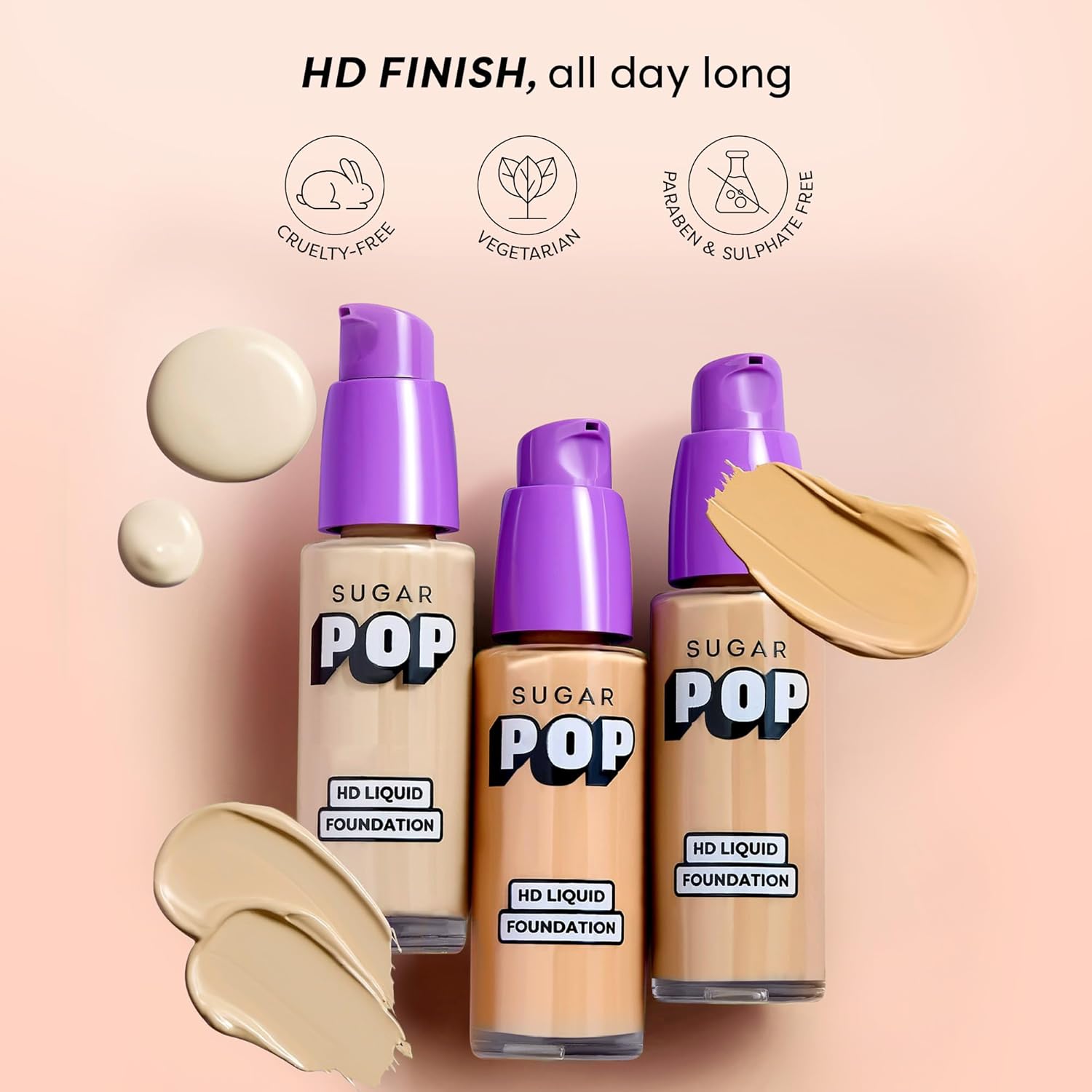 SUGAR POP HD Liquid Foundation with SPF 30 | Lasts upto 16hrs | Full Coverage | Water-Resistant | Matte Finish | 30ml - 11 Apricot - View 5 of 8