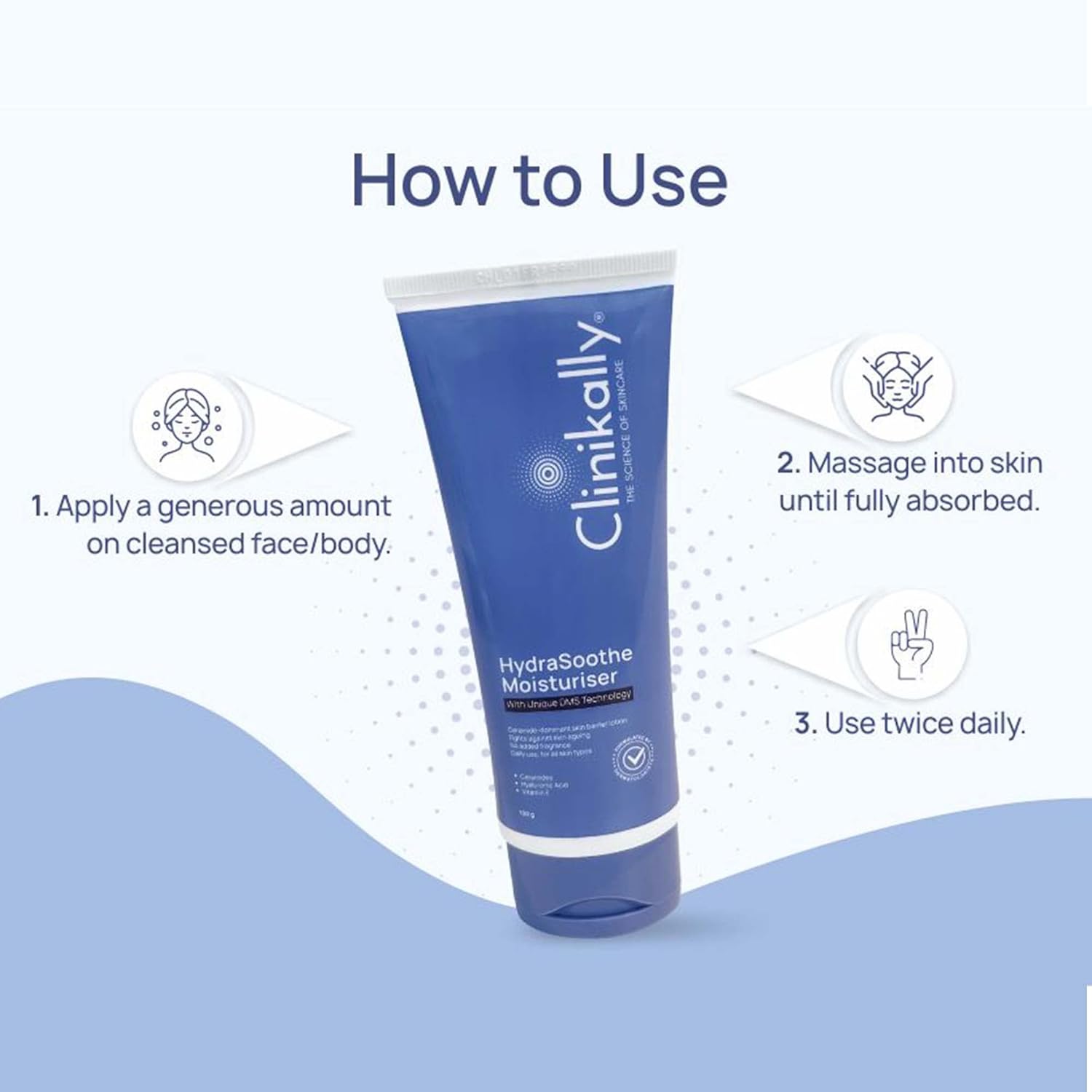 Clinikally HydraSoothe Moisturiser | Lightweight & Hydrating | Ceramide-Dominant Formula | Absorbs Quickly | Non-Comedogenic | Aloe Vera, Hyaluronic Acid, Vitamin E, Niacinamide Enriched | 100 gm - View 3 of 6