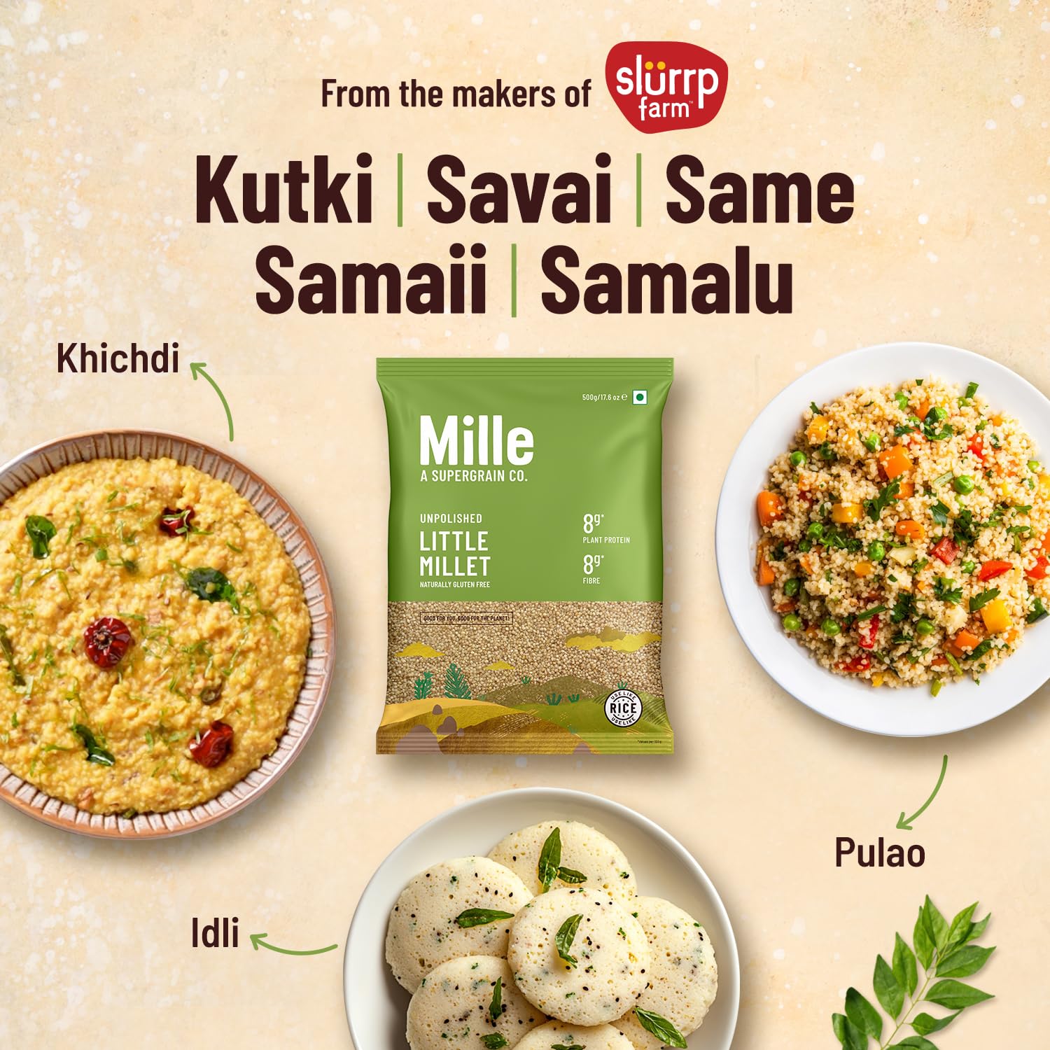 Mille Foxtail Millet and Little Millet Whole Grains Combo | Ideal for Fasting | Unpolished, Toasted, No Soaking Required | Gluten Free | No Chemicals | High Plant Protein and Fibre | Rice Replacement | 100% Whole Grain | Pack of 2 x 500g each - View 4 of 7