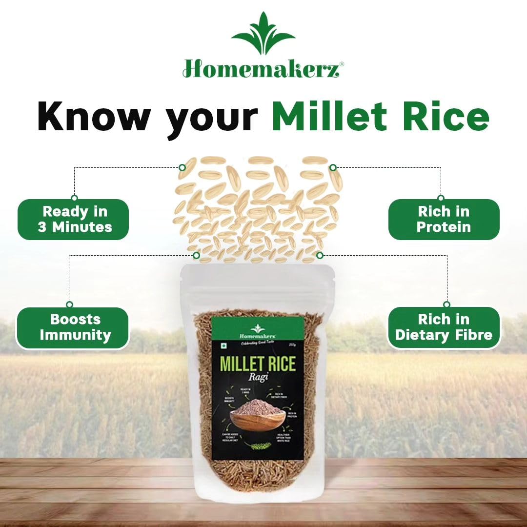 Homemakerz Ragi Millet Rice | Rich in Dietary Fiber | High in Protein | Ready in 3 Mins - 250 gm - View 4 of 6