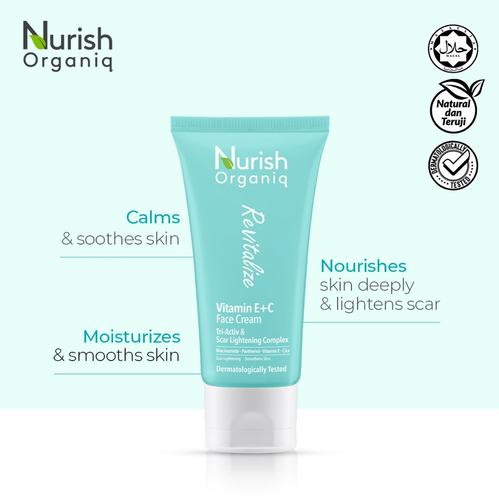 Nurish Organiq Revitalize Vitamin E + C Face Cream 40ml – Advanced Daily Moisturizing and Brightening Face Cream with Antioxidant Vitamins E and C for Soft, Smooth, Healthy-Looking, Radiant Skin Care Suppor - View 3 of 3