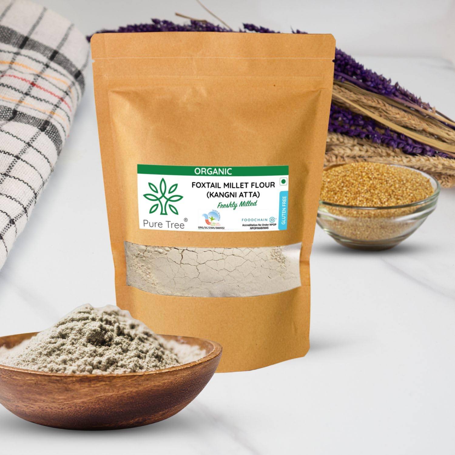 Pure Tree Certified Organic Foxtail Millet | 850 g | Kangni/Kakum/Korralu | Gluten-Free Unpolished MIllet Rich In Calcium High In Protein Korralu MIllet For Upma, Dosa, Rice - View 2 of 8