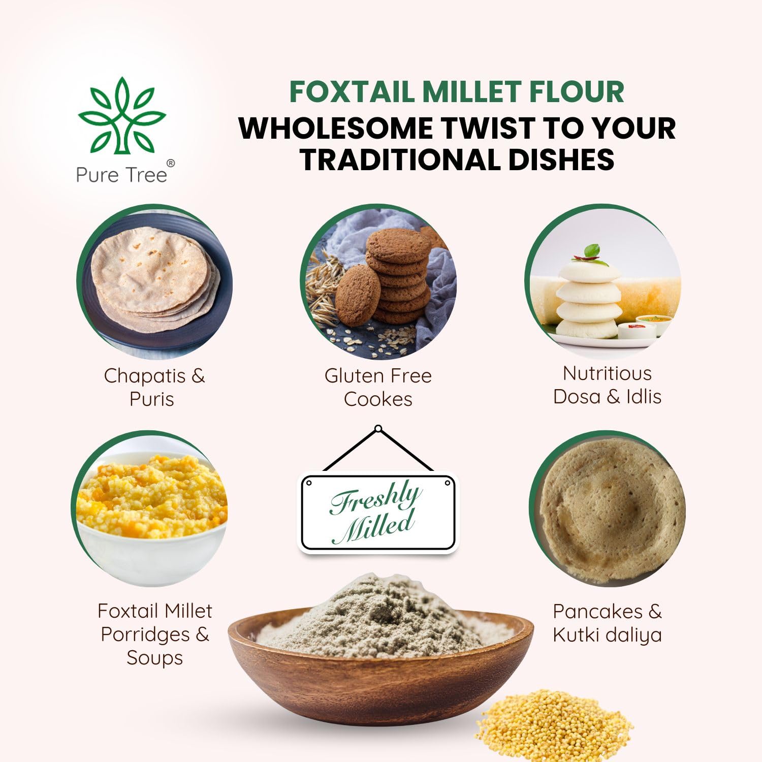 Pure Tree Certified Organic Foxtail Millet | 850 g | Kangni/Kakum/Korralu | Gluten-Free Unpolished MIllet Rich In Calcium High In Protein Korralu MIllet For Upma, Dosa, Rice - View 5 of 8
