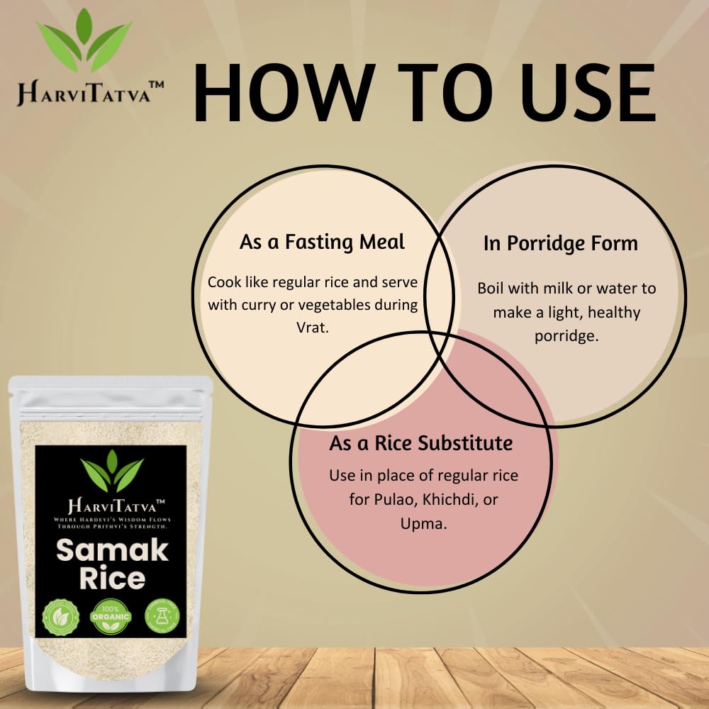 HarviTatva Samak Rice Whole | Barnyard Millet | Vrat Ke Chawal | Sama Chawal | Organic Millet Rice for Fasting | Naturally Grown | Gluten-Free- 400gm - View 4 of 6