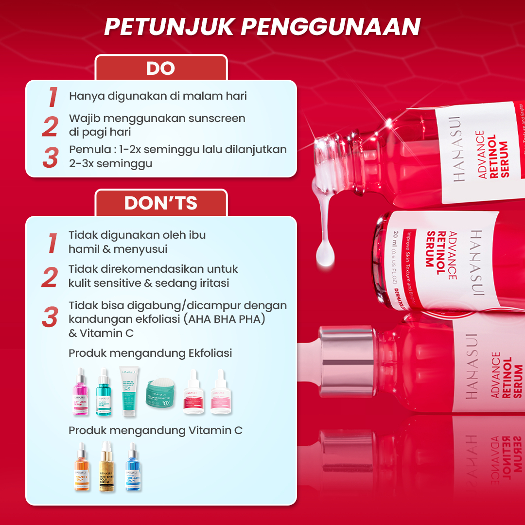 Hanasui Advance Retinol Serum Anti-Aging Facial Serum with Retinol, Hydrating and Nourishing Formula, Helps Reduce Fine Lines, Improves Skin Texture, Supports Skin Renewal, Lightweight Skincare Solution, 20ml - View 2 of 3