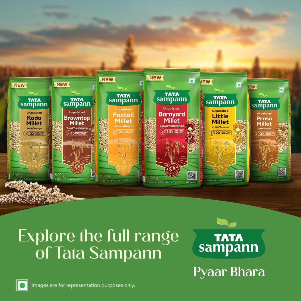 TATA Sampann Unpolished Barnyard Millet, 500g, Sanva/Kuthiraivali/Bhagar/Udalu, 2.5X More Fibre Than Rice, Naturally Gluten Free, Cooks like Rice - View 2 of 7