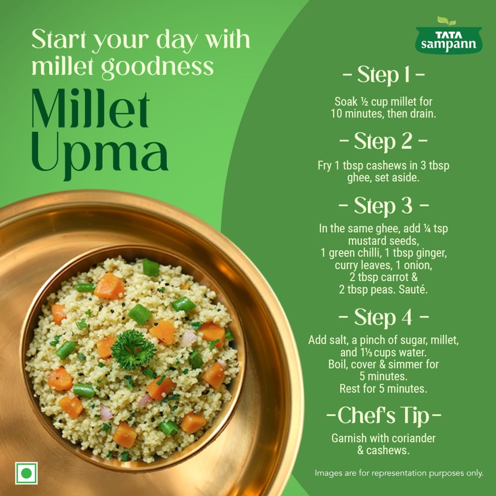TATA Sampann Unpolished Barnyard Millet, 500g, Sanva/Kuthiraivali/Bhagar/Udalu, 2.5X More Fibre Than Rice, Naturally Gluten Free, Cooks like Rice - View 3 of 7
