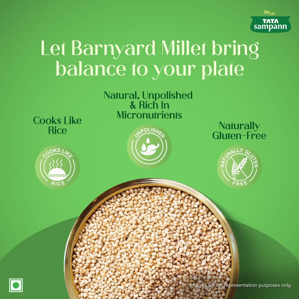 TATA Sampann Unpolished Barnyard Millet, 500g, Sanva/Kuthiraivali/Bhagar/Udalu, 2.5X More Fibre Than Rice, Naturally Gluten Free, Cooks like Rice - View 4 of 7