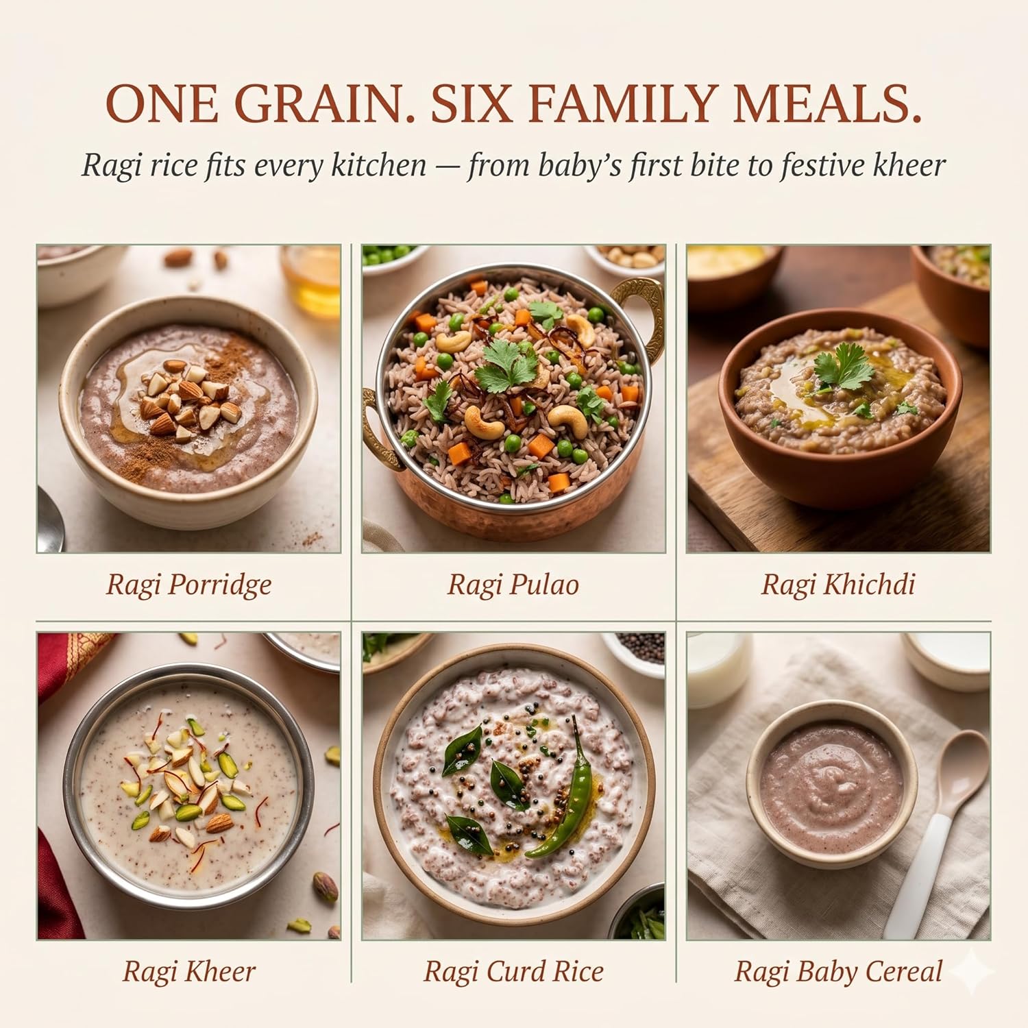 Krafted Millets Pre-Soaked & Steamed Ragi Rice (Nachni / Finger Millet) – 34x Calcium, 28x Fibre, 5x Iron vs White Rice | Gluten-Free, Low GI | Bone Health for Kids, Family & Elders | Cooks Like Rice in 15 Min (Pack of 1 × 380g) - View 4 of 5